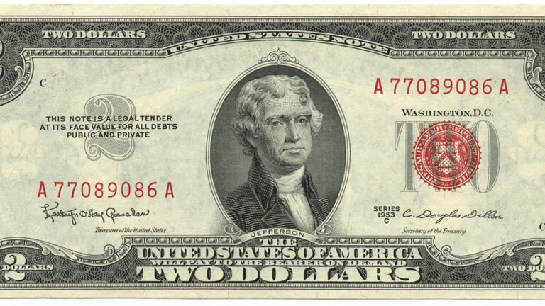 I 2 dollari del Bicentenario con il ritratto del Presidente Thomas Jefferson